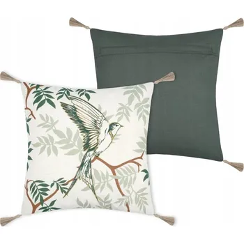Polštář Dekorativní Polštář BOTANYS 40x40 ptačí větvičky bavlna len BOHO střapce