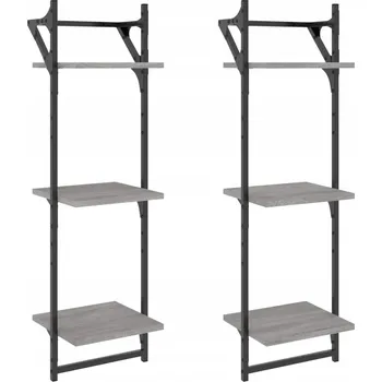 police Závěsné nástěnné police s tyčí, dřevotříska, šedý dub Sonoma, 30x25x1