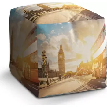 Taburet Sablio Taburet Cube Londýn Big Ben : 40x40x40 cm