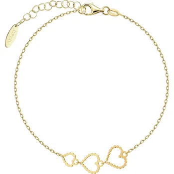 Náramek Pozlacený stříbrný náramek - srdce - AP544-4987