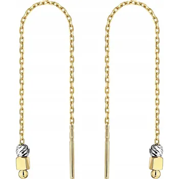 Náušnice ZLATÉ VISACÍ NÁUŠNICE 585 KOSTIČKA 4mm PROVLÉKACÍ