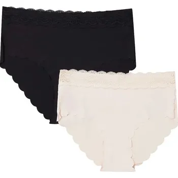 Kalhotky Henderson Polly 2-pack: Klasické dámské kalhotky - béžovo-černé, 2XL i510_51836543137