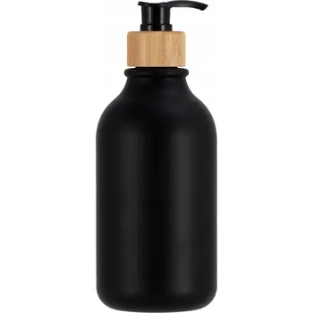 Dávkovač mýdla DÁVKOVAČ NA MÝDLO, TEKUTINU, GEL ČERNÝ 300ML NÁDOBA ZÁSOBNÍK S DŘEVĚNÝM HNĚDÁ
