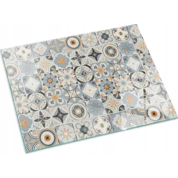 Krbová kamna Ozdobná skleněná deska pod kamna, krbová kamna - mozaikové vzory v dlaždicích 80x60 cm