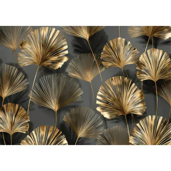 Fototapeta FOTOTAPETA LISTY ABSTRAKCE ZLATÁ LOŽNICE OBÝVACÍ POKOJ TAPETA VLIESOVÁ 400x280