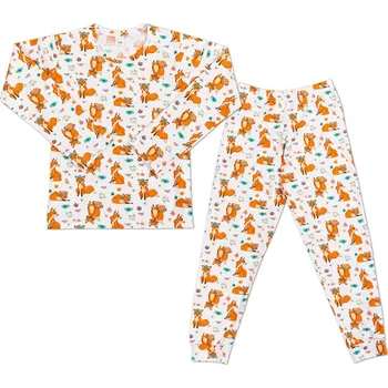 Dívčí noční košile Bellatex Pyžamo dlouhý rukáv, dlouhé kalhoty Lištička Oranžová,Bílá, rozměr 110