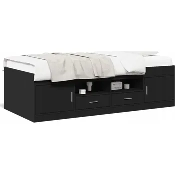 Zahradní lehátko Univerzální lehátko se zásuvkami, černé, 203x102x52 cm