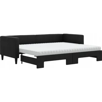 Pohovka Černá lenoška 2 v 1 s rozkládací postelí, rozměry 223x90x68 cm