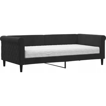 Pohovka Černá pohovka s funkcí spaní 219 x 100 x 68 cm s matrací 90 x 190 cm