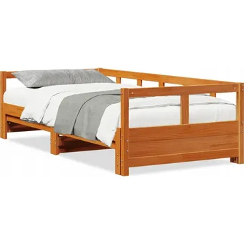 Pohovka Rozkládací lehátko-pohovka z masivního borovicového dřeva, voskovaná hnědá, 207,5x164x