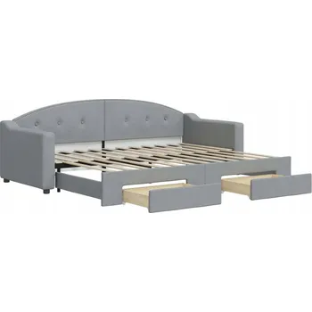 Pohovka Rozkládací lehátko-pohovka světle šedá 223 x 90 x 75 cm se zásuvkami