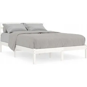 Postel Bílý rám postele z masivního borovicového dřeva 195,5 x 126 x 100 cm