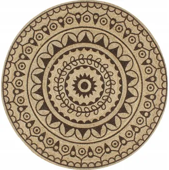 Koberec Jutový koberec 150 cm, přírodní s tmavě hnědým vzorem, ručně pletený