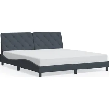 Postel Rám postele s čalouněným sametovým čelem, tmavě šedá, 218x185x74,5 cm
