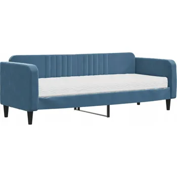 Pohovka Modrá pohovka s matrací 223 x 90 x 75 cm, samet 2 v 1