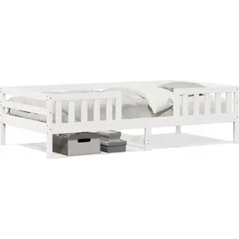 Postel Rám postele z masivního borovicového dřeva, bílý, 205,5 x 105,5 x 56 cm