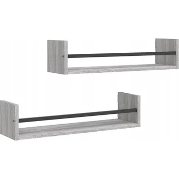police Nástěnné police s tyčí, dřevotříska, šedý dub sonoma, 60x16x