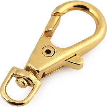 Kovová karabinka otočná, průvlek 4 mm, střední, 5 žluté zlato