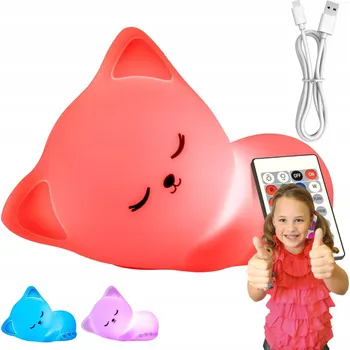 Lampička Noční lampa pro děti LED KOČKA měkká SILIKONOVÁ barevné světlo KOČKA