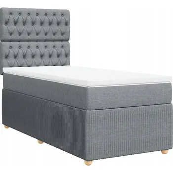 Postel Kontinentální postel s pružinovou matrací 200x100 cm světle šedá