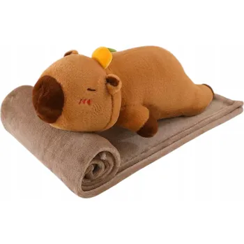 plyšák PLYŠOVÁ HRAČKA S DEKOU POLŠTÁŘ PLYŠÁK KAPYBARA 3V1 55 CM VELKÝ PLYŠOVÝ MAZLÍČEK PŘÍTULNÍČEK