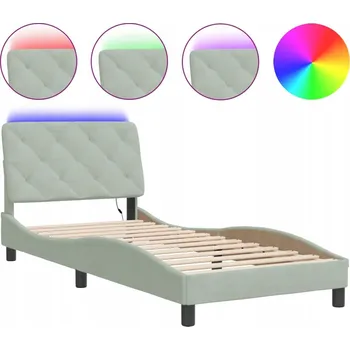 Postel Rám postele s LED podsvícením, světle šedá, 218 x 85 x 74,5 cm