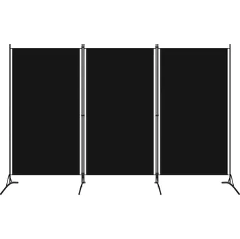 Paraván Paraván 3-dílný s látkou a železem, 260x180 cm, černý