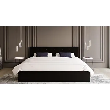 Postel Čalouněná postel CRYSTAL černá 140x200 s dřevěným roštem