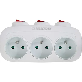 Elektrická zásuvka Rozbočovací zásuvka s vypínači 3x 240V 16A bílá Esperanza ELK307W