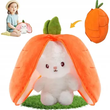 plyšák PLYŠÁK KRÁLÍK MRKEV UŠI 2v1 25 cm VELKÝ V MRKVI PLYŠOVÝ