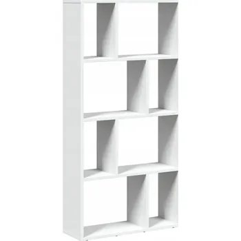 Knihovna Moderní geometrický regál s přihrádkami, bílý, 60x20x120 cm