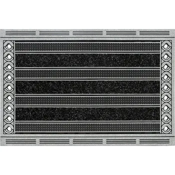 Rohožka VENKOVNÍ ČISTICÍ ZÓNA PŘED DVEŘE 46X70 CM VELKÁ GUMOVÁ PREMIUM STŘÍBRNÁ