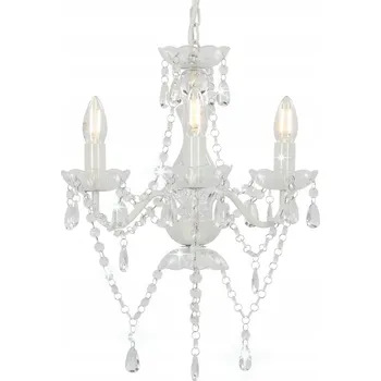 Elegantní lustr s korálky, 3ramenný, bílý a Průhledný, 36x42 cm