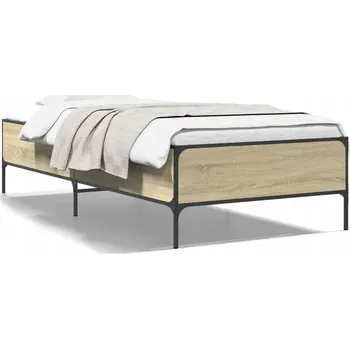 Postel Rám postele dub sonoma 203 x 93 x 44 cm, kovové nohy, překližkové lišty