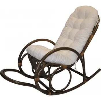 Křeslo Axin Trading s.r.o. Ratanové houpací křeslo Jenaira hnědé polstr bílý