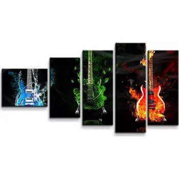 Obraz Sablio Obraz - 5-dílný Kytary - 100x60 cm