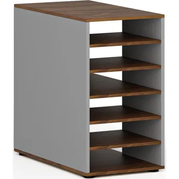 Policová skříň B2B Partner Přístavná policová skříňka k pracovnímu stolu PRIMO GRAY, pravá, šedá/ořech