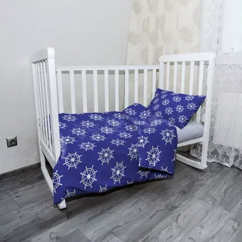 Povlečení Sablio Mikroplyšové dětské povlečení do postýlky Bílá kormidla - 120x90 / 40x60