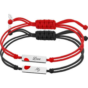 Náramek Stříbrné náramky pro páry - souprava - srdce, love - KPL543-8323