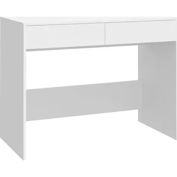 Psací stůl Psací stůl se 2 zásuvkami, dřevěný materiál, bílý, 101x50x76,5 cm