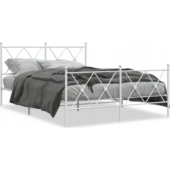 Postel Bílý kovový rám postele 196 x 146 x 90,5 cm s čelem