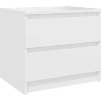 Noční stolek Elegantní noční stolek se dvěma zásuvkami, bílý, 50x39x43,5 cm