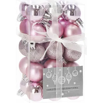 Vánoční dekorace Vánoční Baňky růžové, vánoční stromeček dárek 30ks 3cm