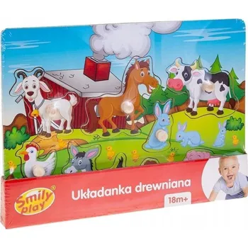 Puzzle Dřevěné puzzle Farma, 8 dílků Smily play