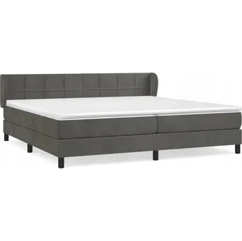 Postel Kontinentální postel s čalouněným sametovým čelem, tmavě šedá, 203x203x78/88 cm