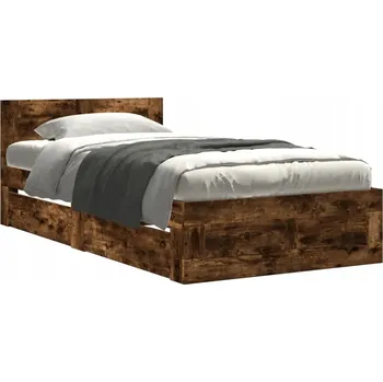 Postel Rám postele s šuplíky, kouřový dub, 203 x 93 x 69 cm