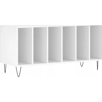 Komoda Skříňka na vinylové desky s železnýma nohama, bílá, 100x38x48 cm