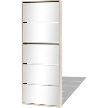 Botník Botník se zrcadlem , 5 zásuvek , dub, 63x17x169,5 cm