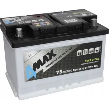 Autobaterie Akumulátor 4MAX 12V 75Ah P+ DEEP-CYCLE BAT75/510R/DC/4MAX