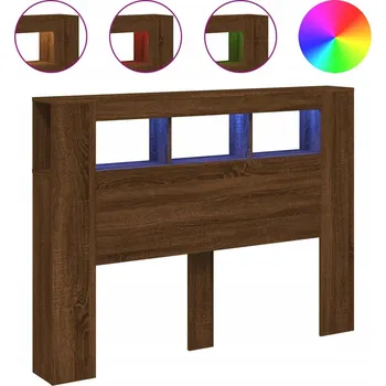 Čelo Postele s RGB LED osvětlením, Hnědý dub, 140x18,5x103,5 cm